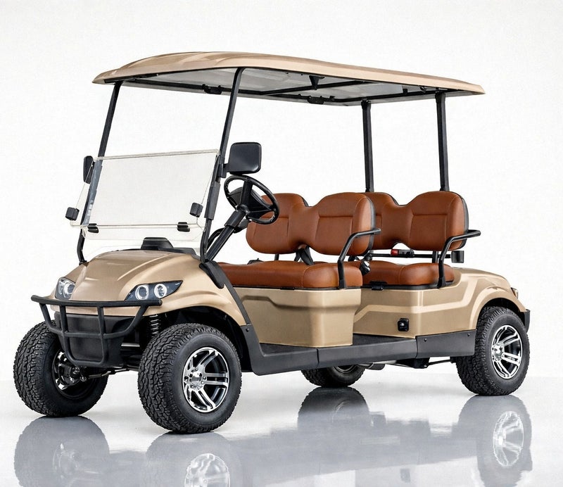 EPIC 4-Seater Lifted Electric Golf Cart with Lithium Battery 105Ah & Standard Tires | LSEV (Golden) - Image 1